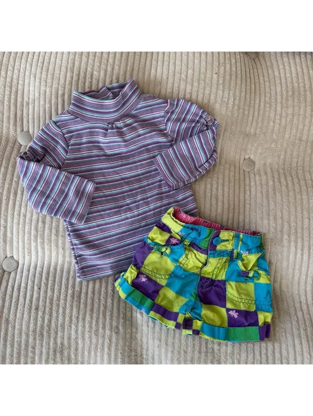 Vintage Y2K baby toddler girls colorful summer color pop 2pc outfit 12-18mo